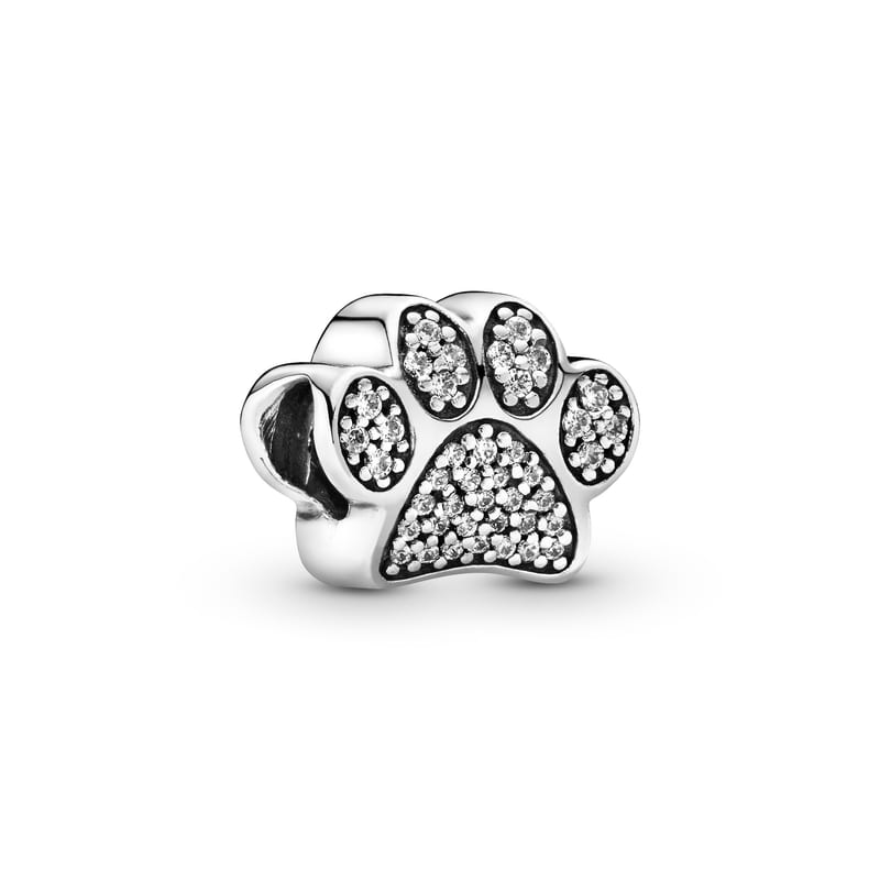 Pandora Paw Prints with Clear CZ Charm