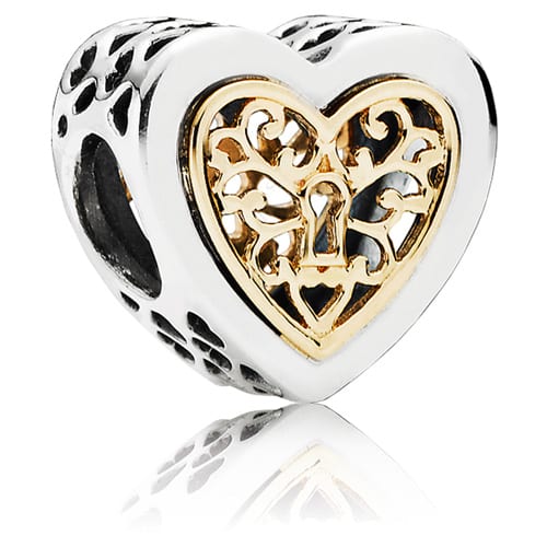 Locked Hearts Charm with 14K Gold