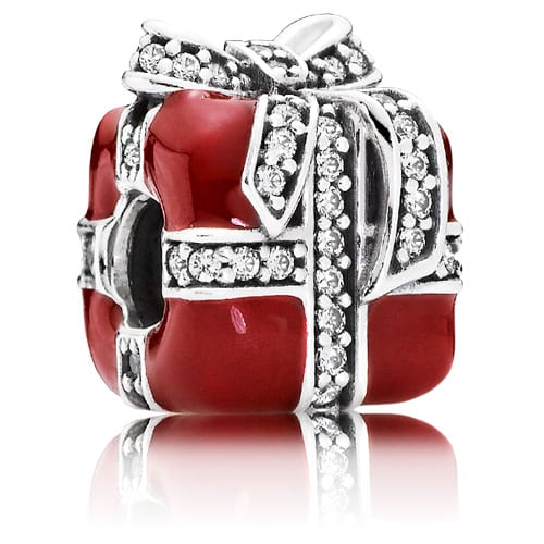 Sparkling Surprise Present Charm with Red Enamel