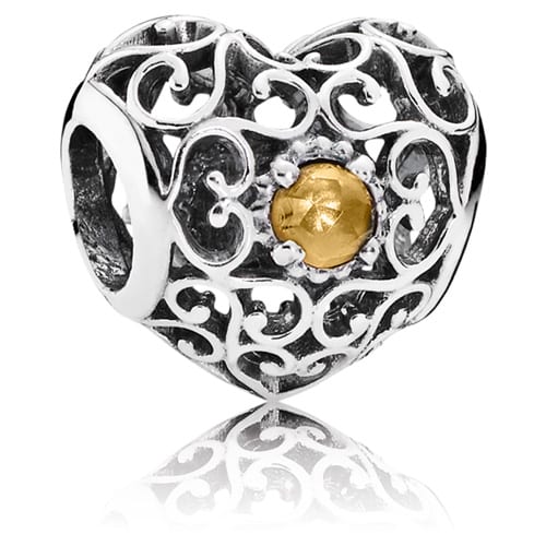 November Signature Heart Charm - Citrine