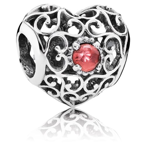 January Signature Heart Charm - Garnet