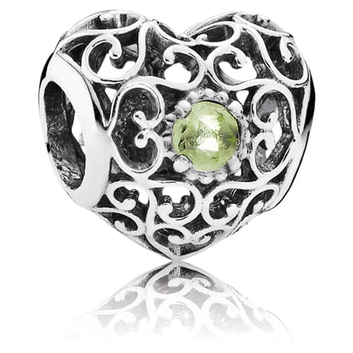 August Signature Heart Charm - Peridot