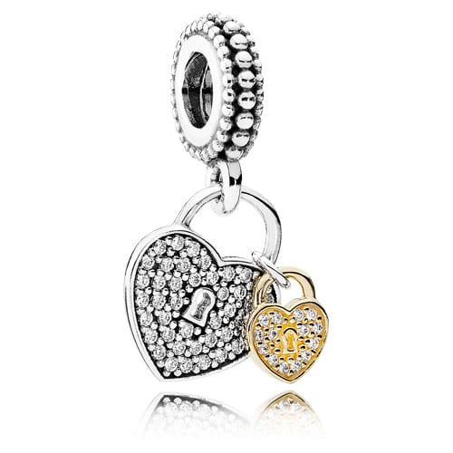Love Locks Charm with Clear Zirconia