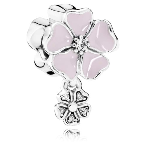 Poetic Blooms Dangle with Pink Enamel Apple Blossom