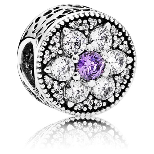 Forget Me Not Flower Charm with Purple Zirconia