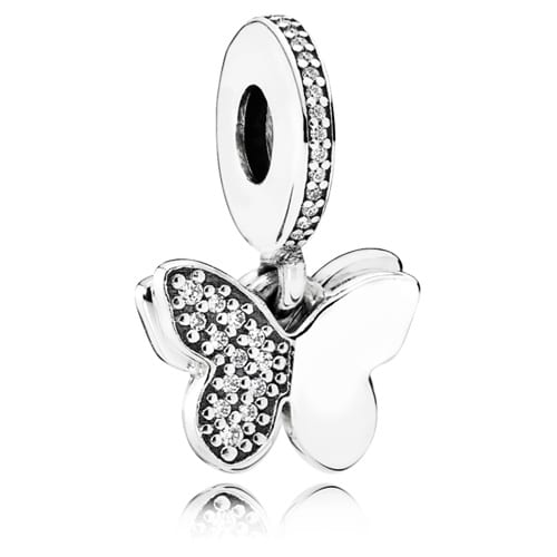 Fluttering Butterflies Dangle with Clear Zirconia