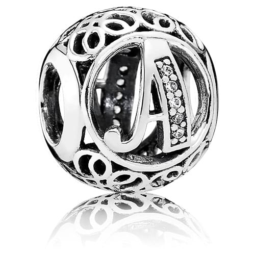 Vintage Letter A Charm with Clear Zirconia