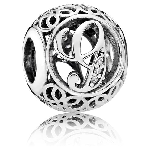 Vintage Letter G Charm with Clear Zirconia