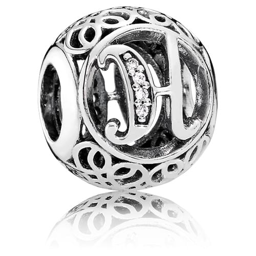 Vintage Letter H Charm with Clear Zirconia