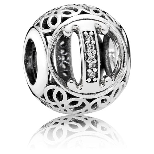 Vintage Letter I Charm with Clear Zirconia