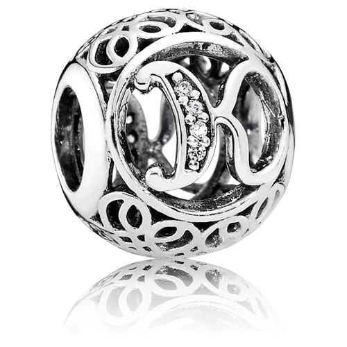 Vintage Letter K Charm with Clear Zirconia