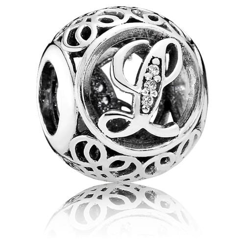Vintage Letter L Charm with Clear Zirconia