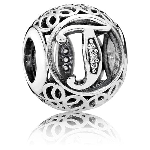 Pandora Vintage Letter T Charm with Clear Zirconia 791864CZ 791864C — Foto 1 von 1
