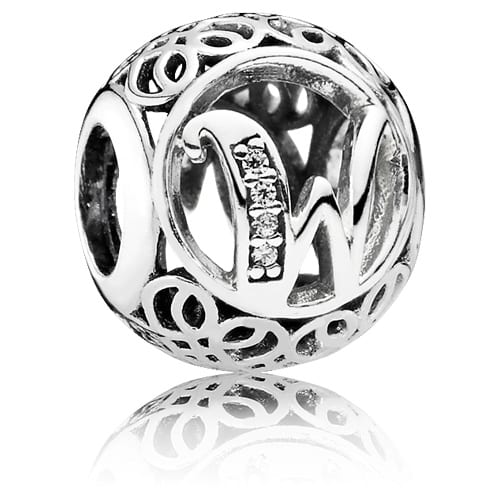 Vintage Letter W Charm with Clear Zirconia
