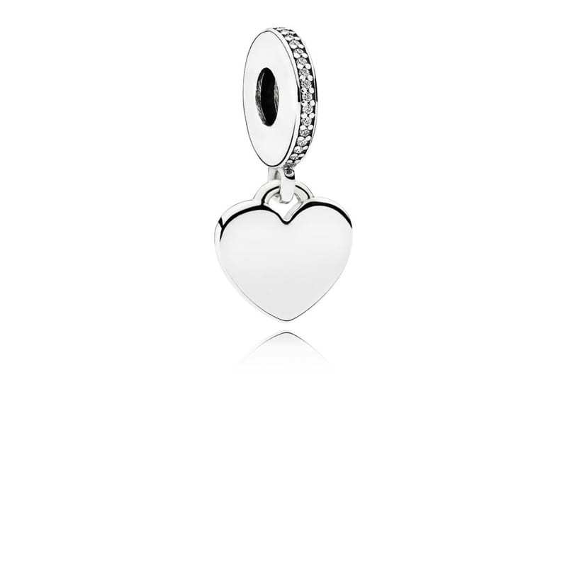 Pandora Engravable Silver Dangle Heart Charm