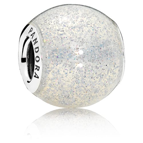 Silvery Enamel Glitter Ball Charm