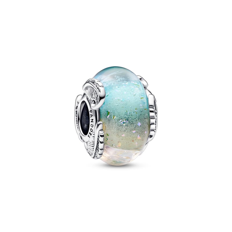 Multicolor Murano Glass & Curved Feather Charm