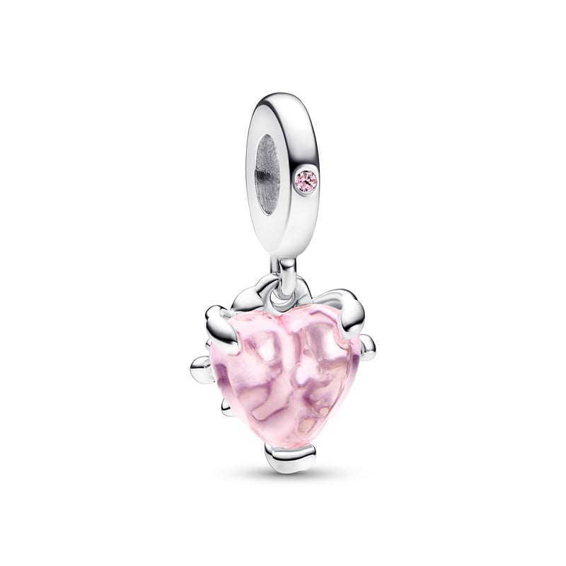 Pink Family Tree and Heart Dangle