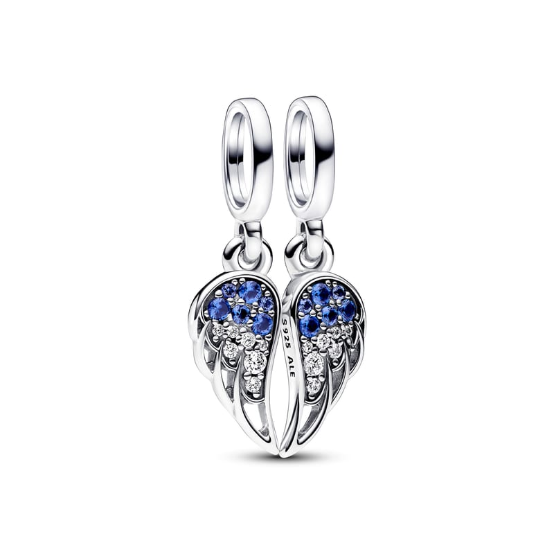 Sparkling Splittable Angel Wings Dangle Charm