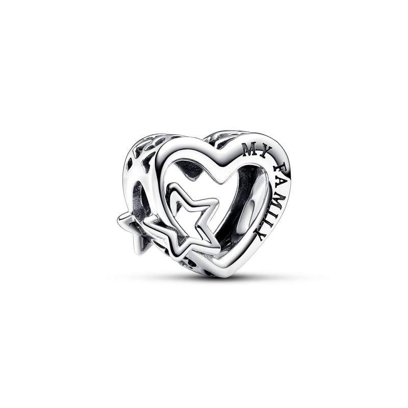 Openwork Family Heart & Star Charm
