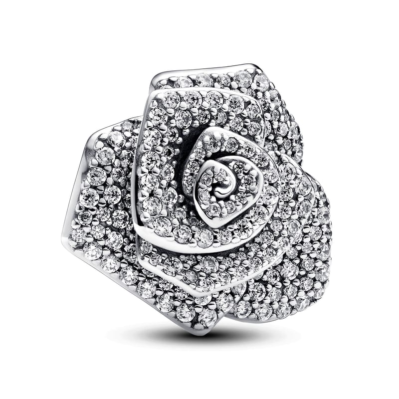 Sparkling Rose in Bloom Oversized Charm