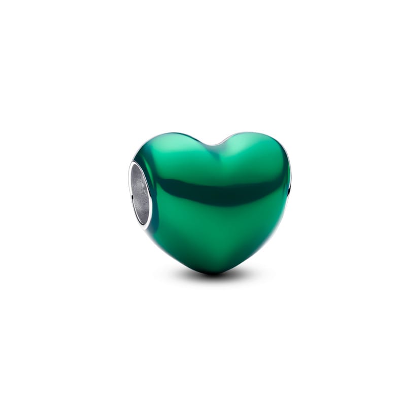 Metallic Green Heart Charm
