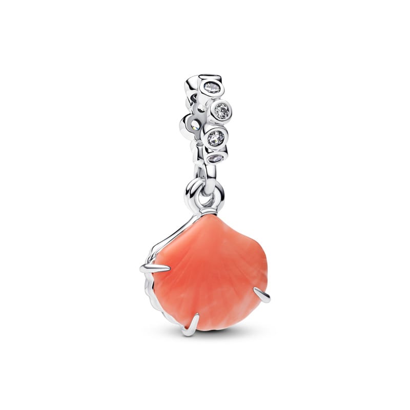 Coral Coloured Shell Double Dangle Charm