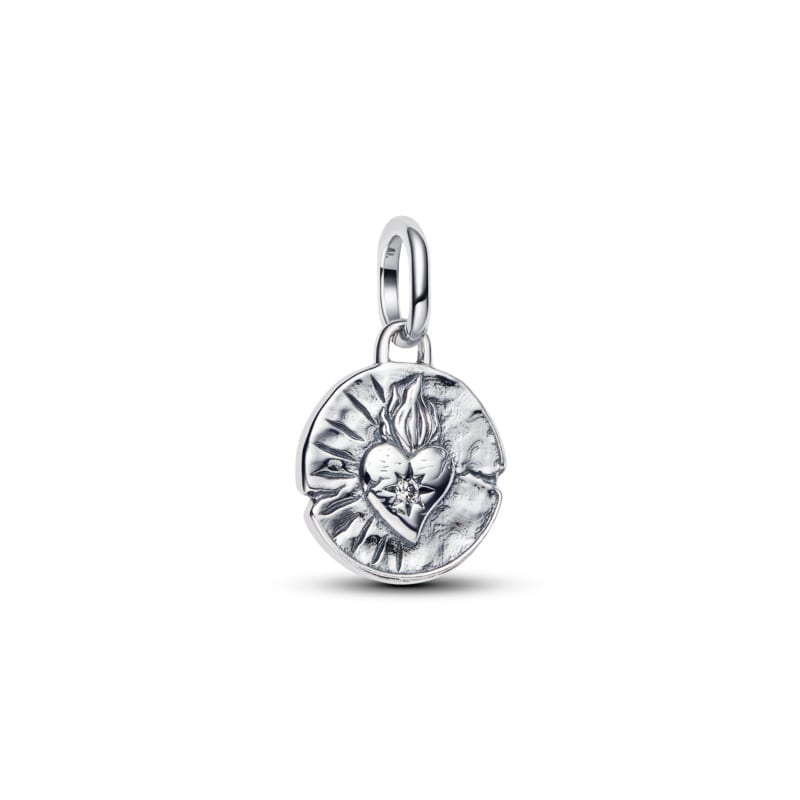 Heart Silver Medallion W Clr Cb Zir