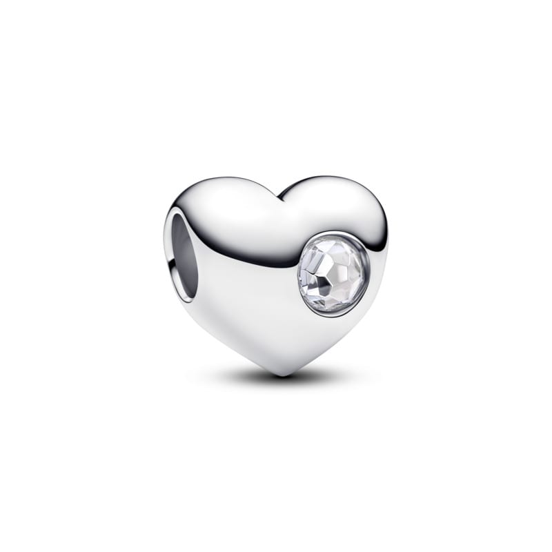 Engravable Clear Stone Heart Charm