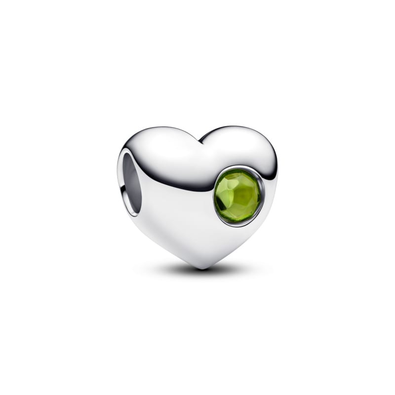 Engravable Spring Green Stone Heart Charm