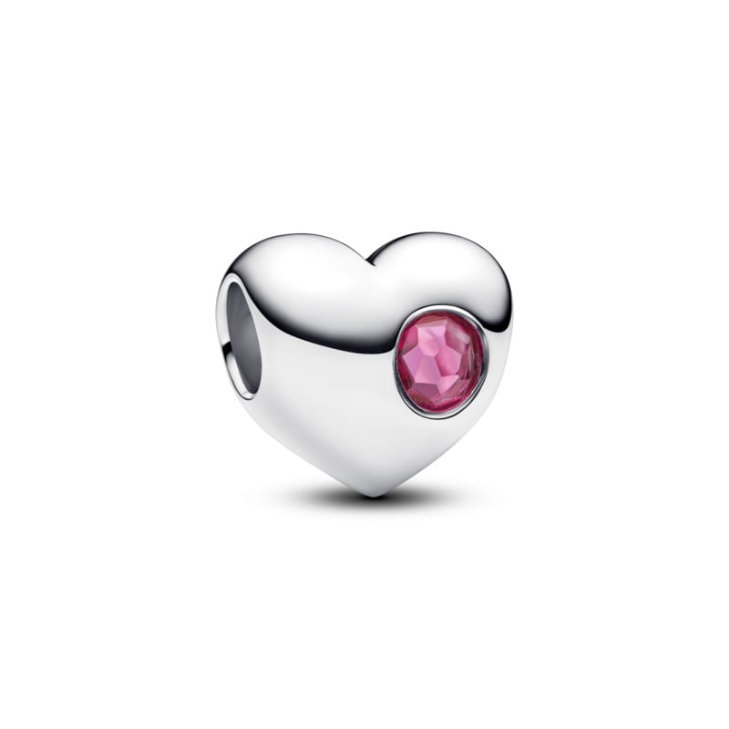 Engravable Pink Stone Heart Charm