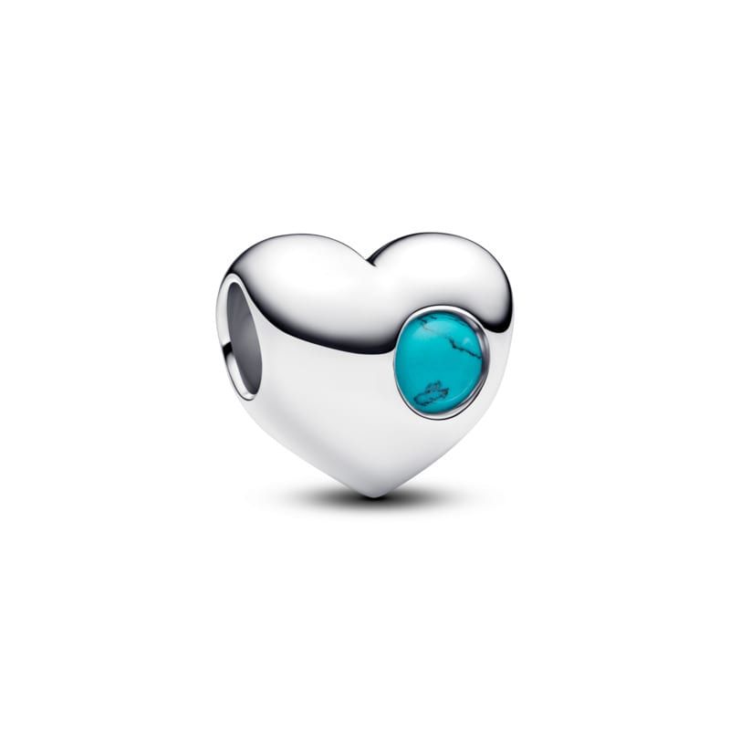 Engravable Turquoise Blue Stone Heart Charm