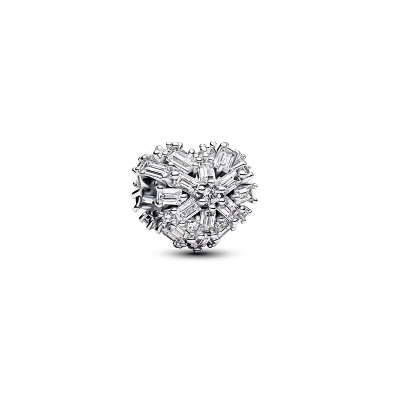 Heart Silver Charm With Clear Cubic Zir