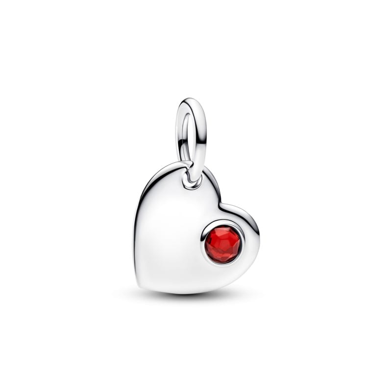 Pandora Engravable Heart Red Stone Dangle Charm