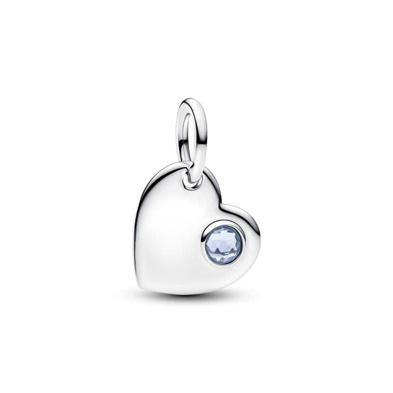 Pandora March Engravable Aqua Blue Stone Heart Dangle Charm 794295C03 794295 — photo 1 sur 1