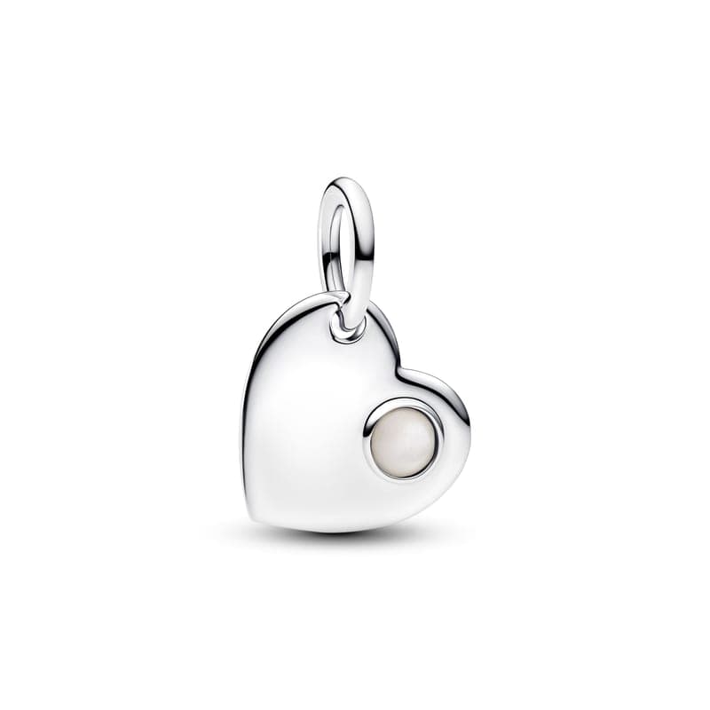 Pandora June Engravable Heart White Stone Dangle Charm 794295C06 794295 — photo 1 of 1