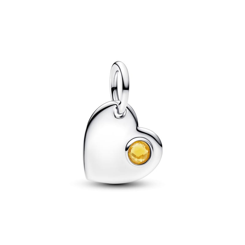 Pandora Engravable Heart Honey Stone Dangle Charm