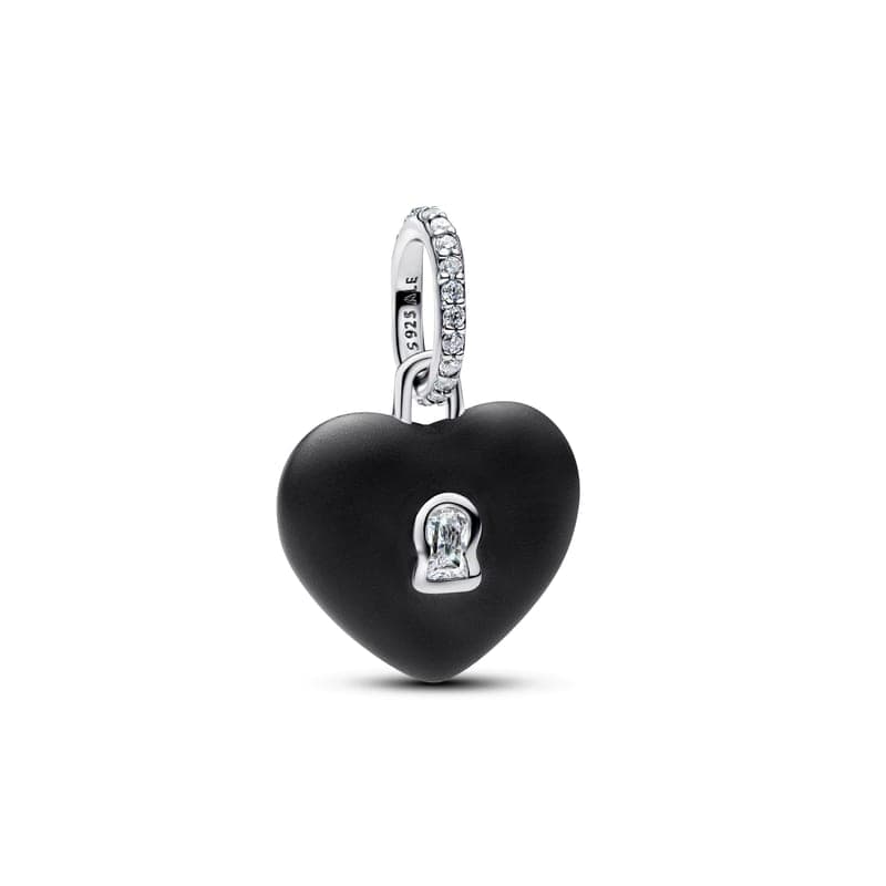 Pandora Matte Black Ceramic Heart Padlock Dangle Charm 794424C02 794424 — photo 1 of 1