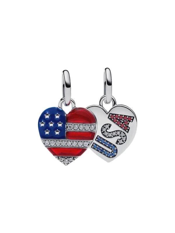 Pandora Engravable USA Hearts Splittable Dangle