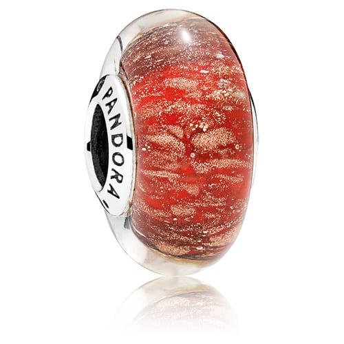 Red Twinkle Murano Glass Charm