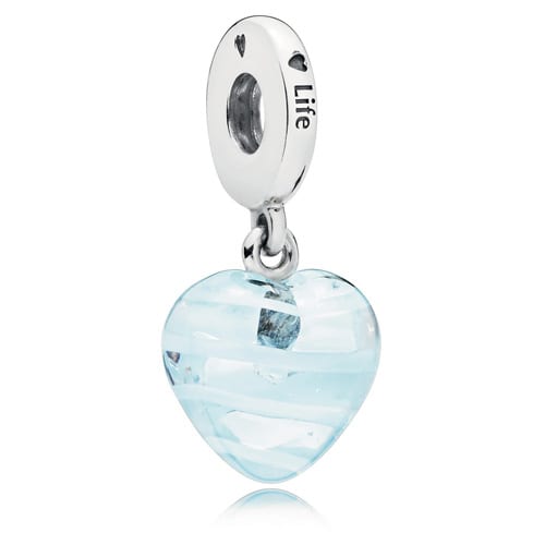 Blue Ribbon Heart Dangle