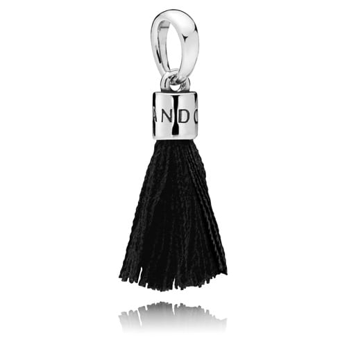 Black Fabric Tassel Dangle