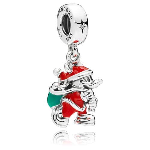 Disney Santa Mickey & Gift Bag Pendant Charm