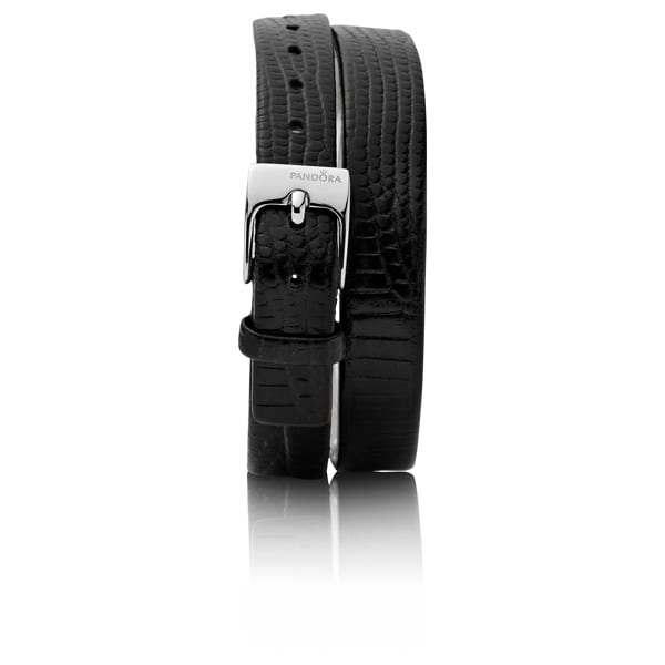 Double Oblong Black Leather Strap
