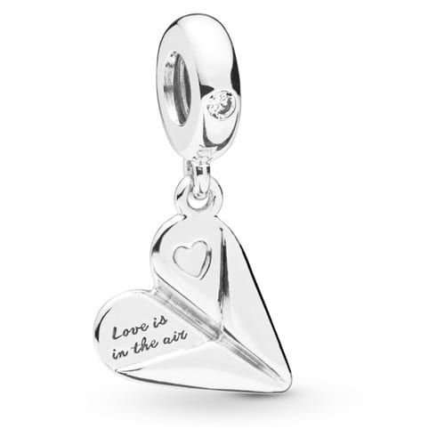 Heart Paper Plane Charm