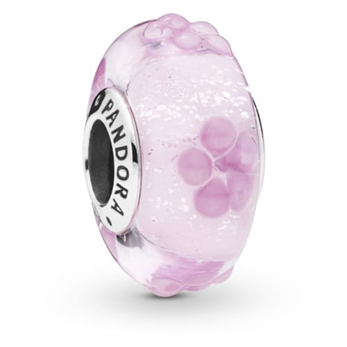 Pink Flower Murano Glass Charm