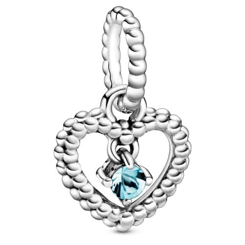 Pandora Aqua Blue Beaded Heart / March Birthstone Pendant Charm 798854C01 798854 — Foto 1 von 1