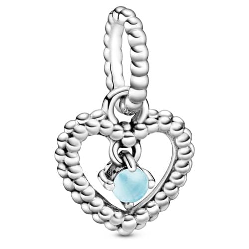 Pandora Sky Blue Beaded Heart / December Birthstone Pendant Charm 798854C07 798854 — photo 1 of 1