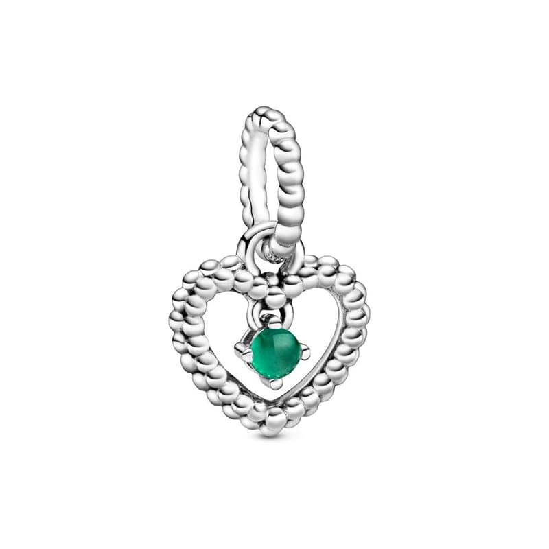 Pandora Rainforest Green Beaded Heart / May Birthstone Pendant Charm 798854C05 798854 — Foto 1 von 1