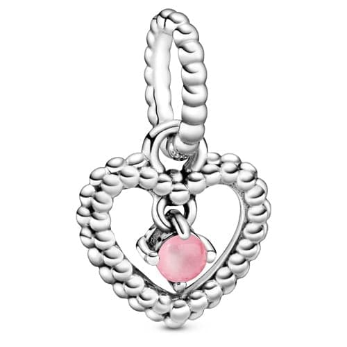 Pandora Petal Pink Beaded Heart / October Birthstone Pendant Charm 798854C09 798854 — Foto 1 von 1